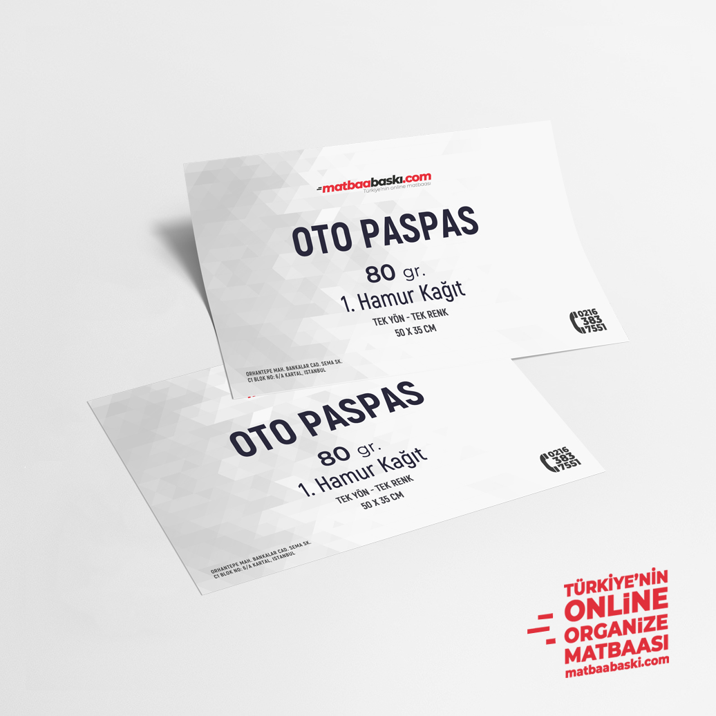 80 Gr. Kağıt Oto Paspası